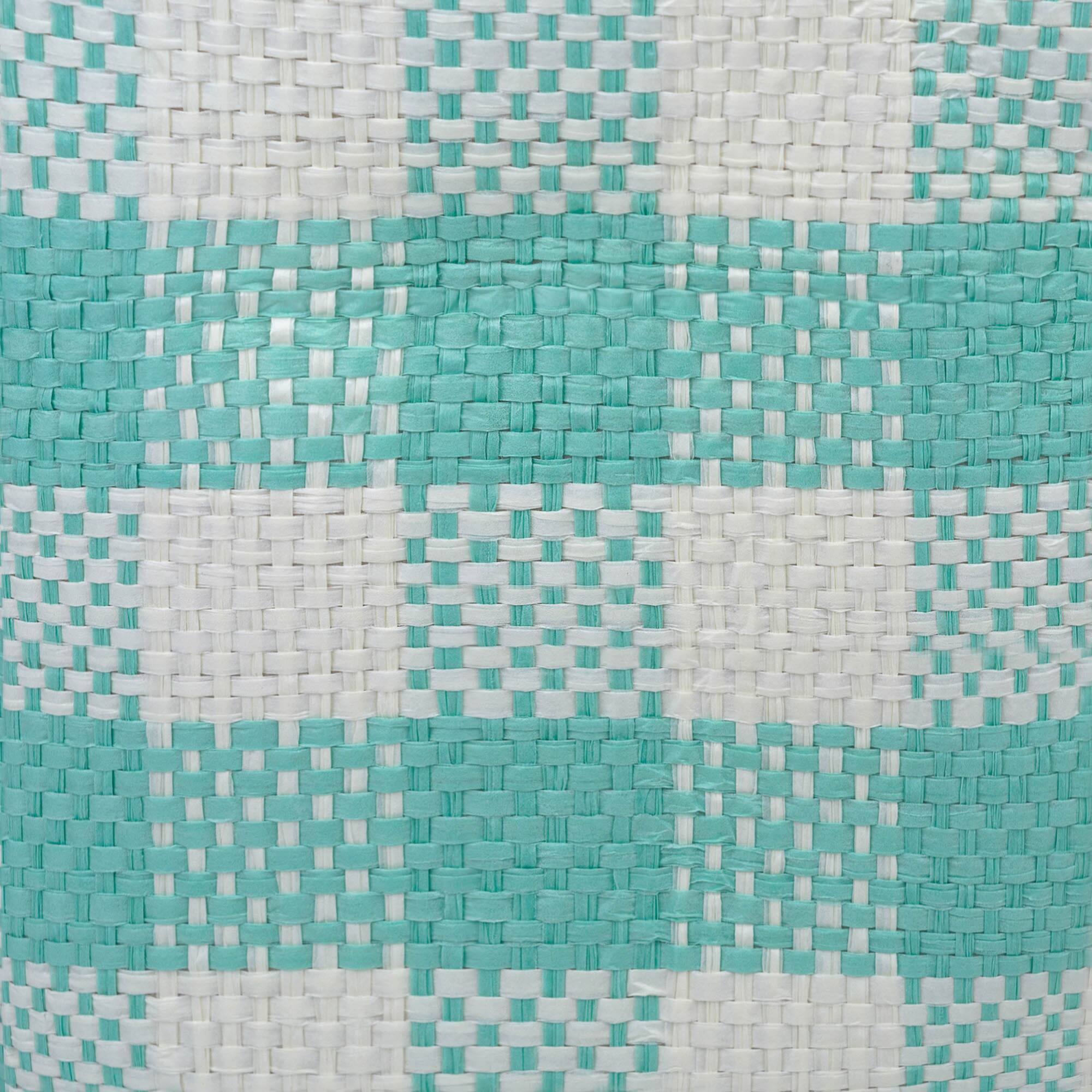DII® Medium Aqua Checked Rectangle Woven Paper Basket